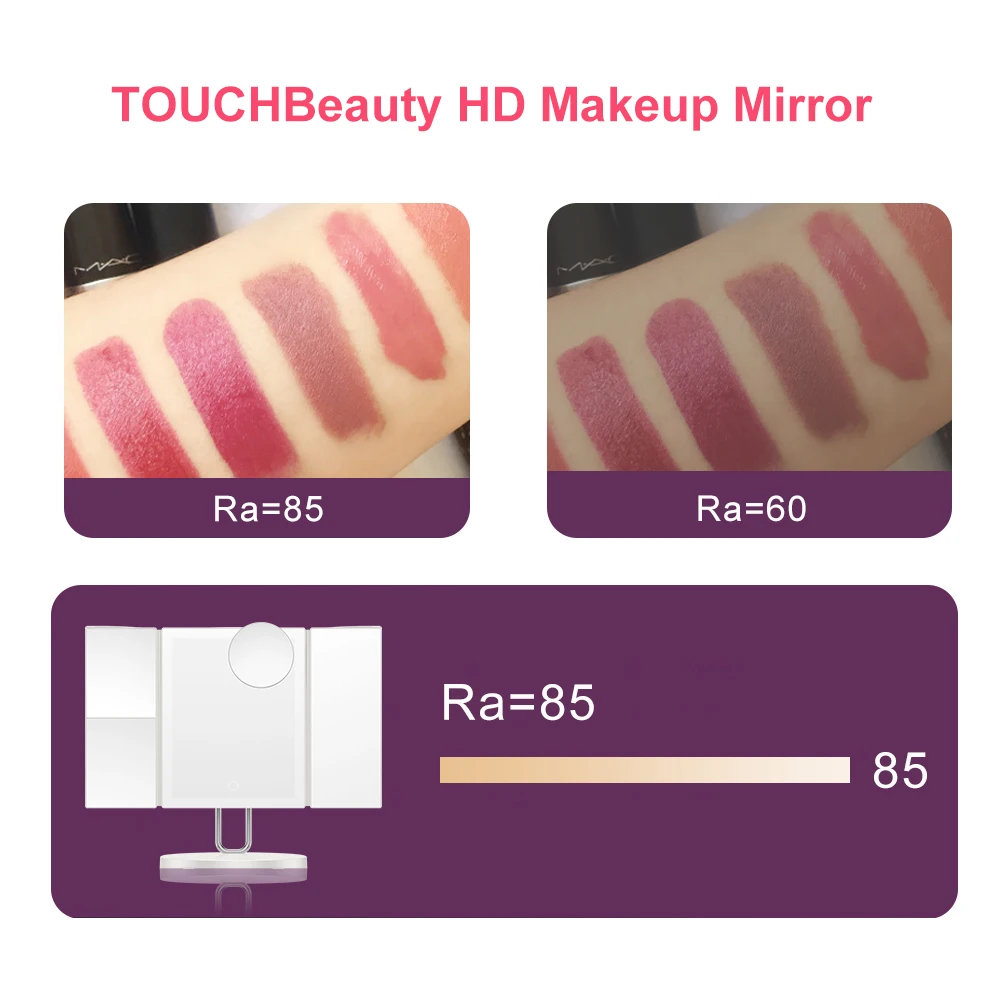 TOUCHBeauty зеркало для макияжа, 1X 2X 3X 7X увеличительное зеркало, косметическое зеркало с сенсорным выключателем, 34 светодиодный светильник трехкратное зеркало