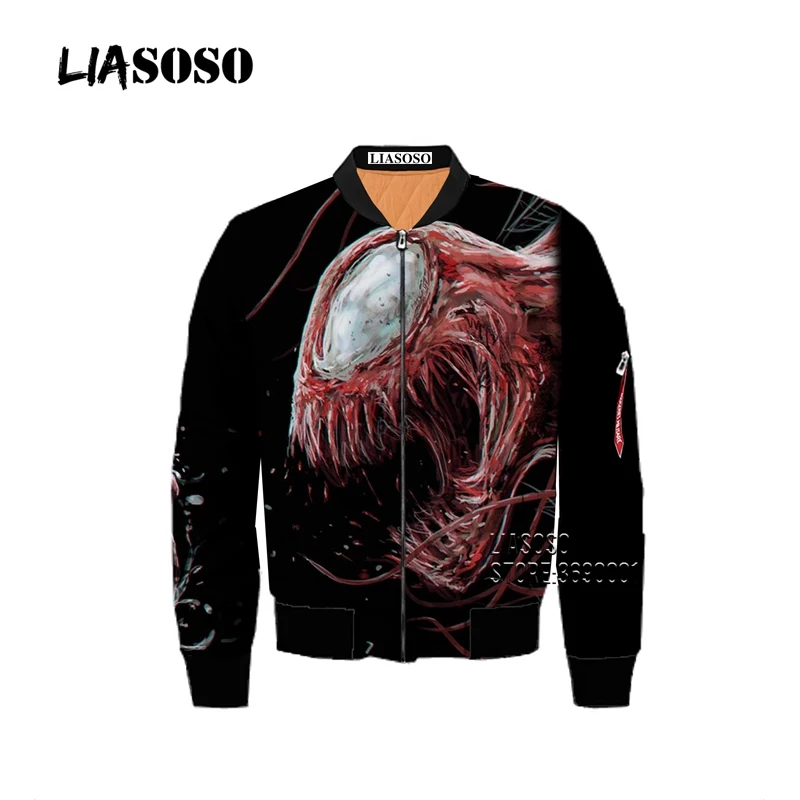 LIASOSO DC супергерой Venom Carnage 3D принт Мужская Зимняя Толстая куртка-бомбер летная куртка пальто панк ретро Молодежные Топы - Цвет: 6