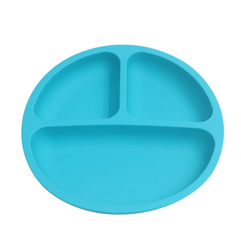 Plate Blue Детская силиконовая обеденная тарелка, посуда для обеда, посуда для кухни, фруктовая улыбка, тарелки, тарелки для обеда, Детские миски для кормления - Цвет: Plate Blue