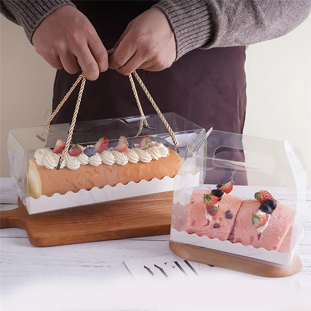 10PCS Portable Cake Swiss Roll Storage Box Transparent Carry Holder Dessert Cupcake  Cake Organizer Container Birthday Cake Box - AliExpress