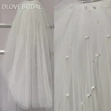 Двухслойная жемчужная свадебная вуаль с расческой, высокое качество, аксессуары для волос белого цвета и цвета слоновой кости