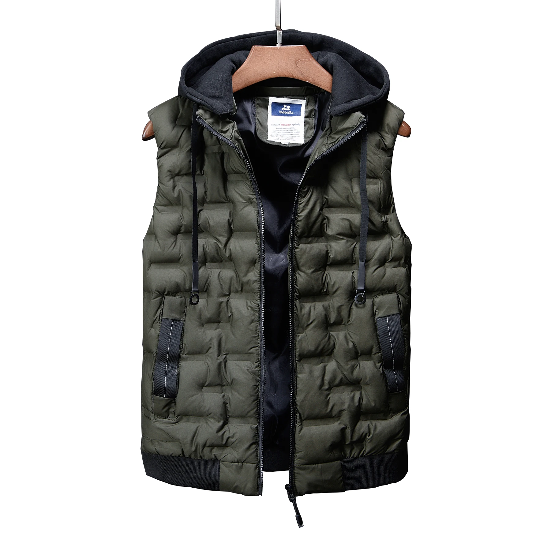 Brand Men's Vest Winter Sleeveless Jackets Down Vest Men Hooded