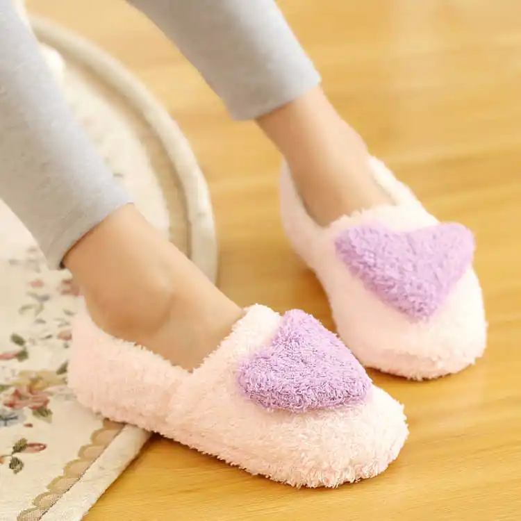 

Autumn and winter cotton slippers female home bag with confinement shoes thick bottom non-slip warm indoor household wool slippe