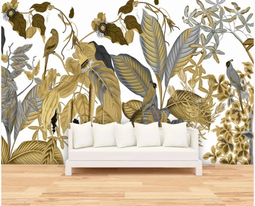 

custom mural on the wall wallpaper 3d nature Tropical plant leaf bird home decor photo wallpaper in the living room