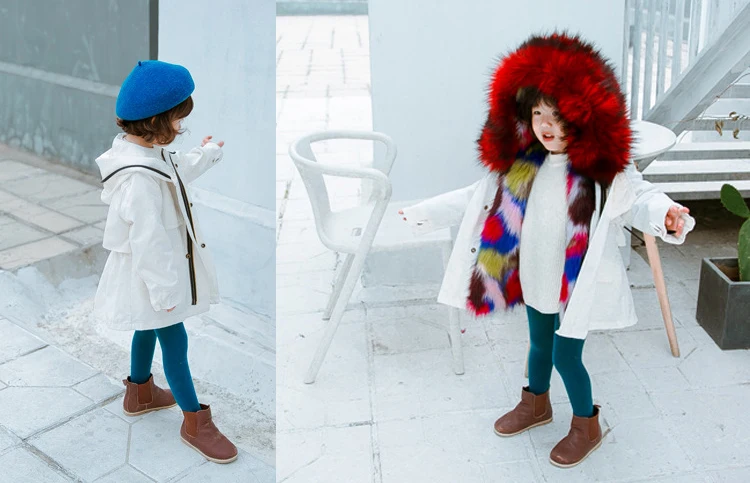 Dollplus/; пальто с искусственным мехом для малышей; теплое пальто с капюшоном для девочек; длинные плотные куртки; зимняя детская ветровка; детская верхняя одежда