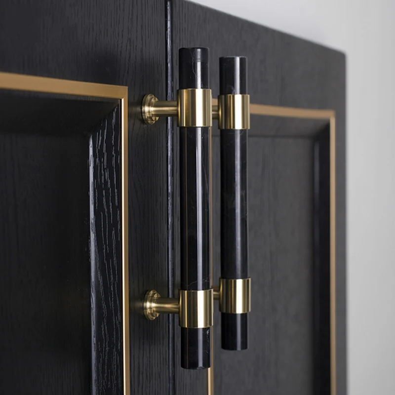 Фото Natural Marble/Crystal T brass Bar Cabinet handle and Knobs  bedroom  Cupboard Door Pulls Furniture Handle Dresser knob Hardware №2