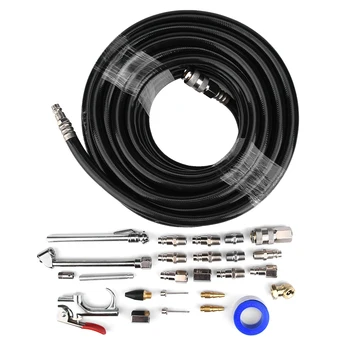 

15M Blue Flexible 300psi Pneumatic PVC Line Hose with 25-piece Quick Connector for Air Compressor 3 - layer Hose Structure