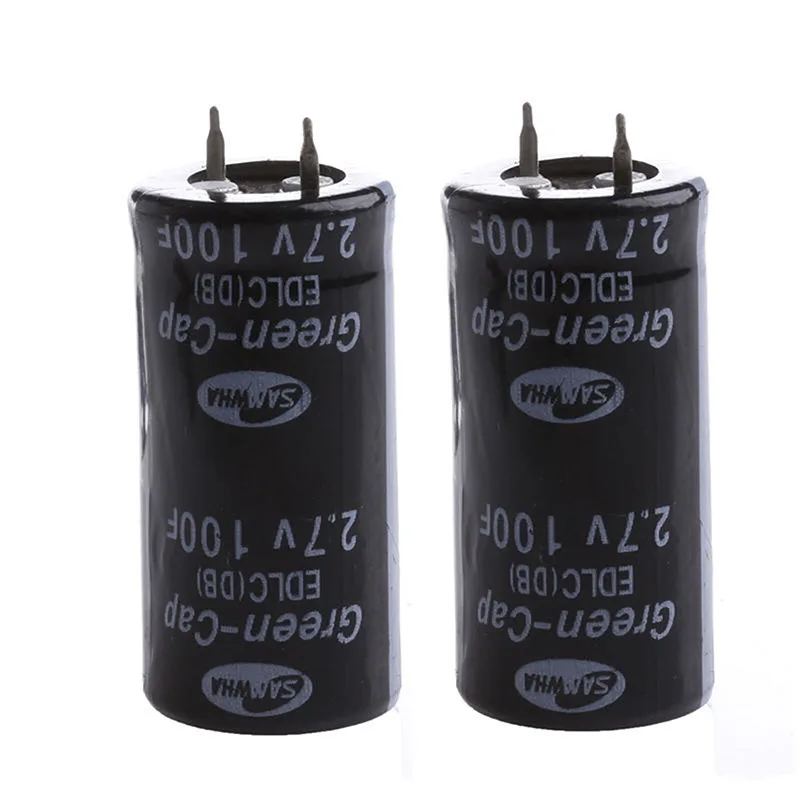 

2.7V Super Capacitors 100F Farad Ultra 2Pcs Large Current Discharge Electrical Components Black