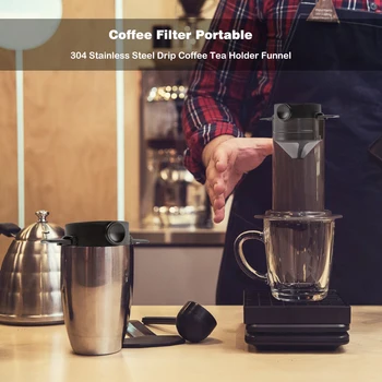 

Foldable Reuse Coffee Filter Portable 304 Stainless Steel Drip Coffee Holder Reusable Coffee Filter Mesh Cafe Brewer Tools Bask