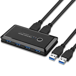 Sélecteur de commutateur de partage USB 3.0 2x4, 2 ports, partage de pièces, 4 périphériques USB pour clavier, souris et imprimante 