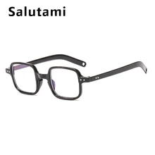 Маленькие квадратные очки для женщин и мужчин, винтажные черные очки с заклепками, женские прозрачные очки для компьютера