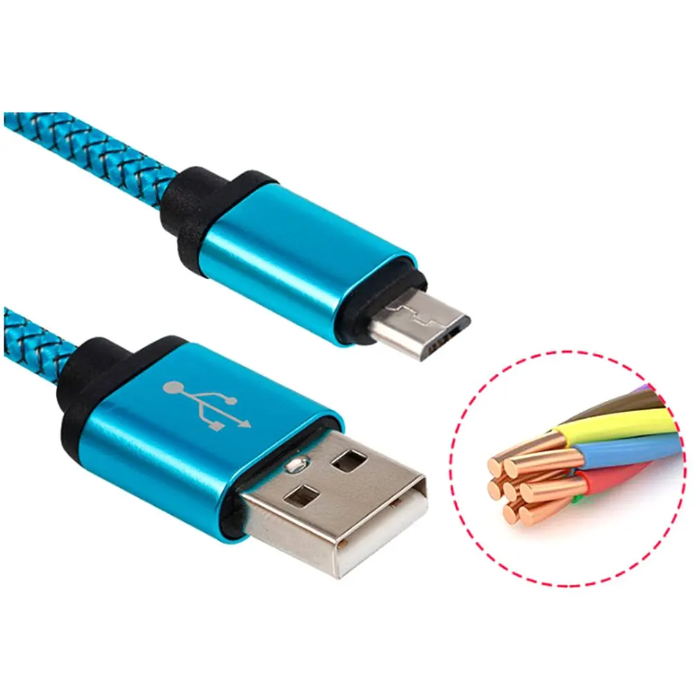 Micro USB Cable 2A Fast Charging Nylon USB Sync Data Mobile Phone Adapter Charger Cable For Samsung Sony HTC LG Android Cables