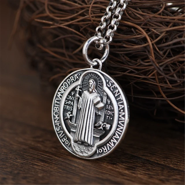 St Benedict Medal - Sterling Silver - XLarge