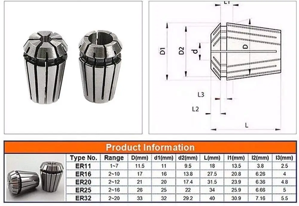 ER16 1-10MM Standard Accuracy Elastic ER Clamp Chuck For Holder Hardened Engraving Machine CNC Accessory Collet 1PCS spring collet collet chuck spring collet chuck collet chuck holder engraving collet chuck wrench nut collet collet clamping tool