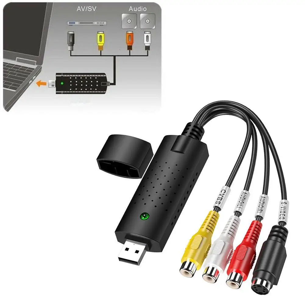 USB 2,0 ТВ Видео Аудио VHS к DVD HDD конвертер захвата карты адаптер ПК конвертер с USB удлинительным кабелем