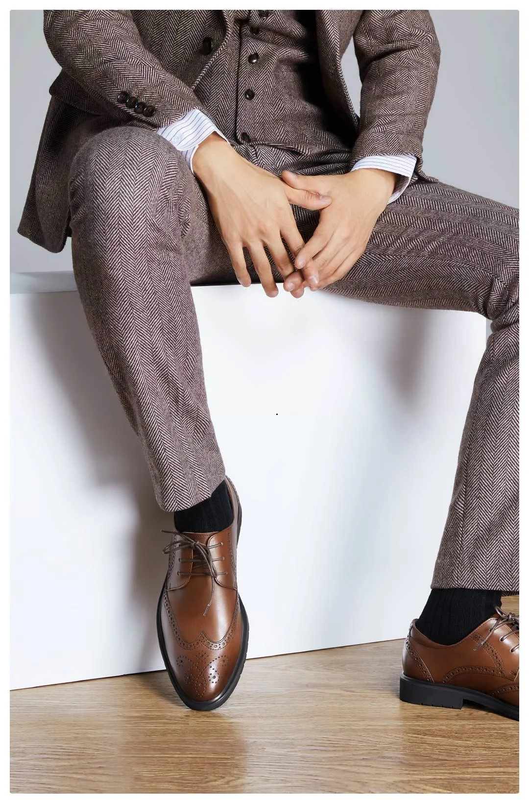 Xiaomi Qimian/мужские кожаные туфли-Дерби в деловом стиле в британском стиле; остроконечные кожаные туфли; Мужские броги