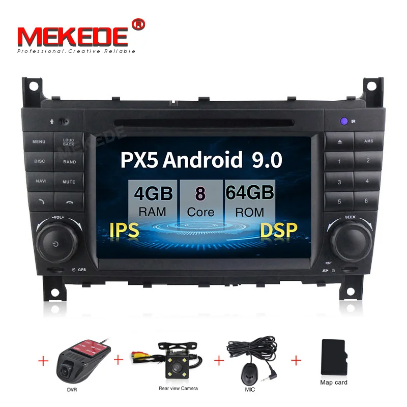 MEKEDE Android 9,0 Автомобильный gps Автомагнитола для Mercedes benzc-класс CLC W203 CLK W209 2004-2007 C200 C230 C220 C320 C350 - Цвет: PX5