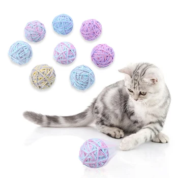 

2PCS Random Color Wool Cat Balls Bite Resistant Ball Kitten Toy Kitten Bell Toy for Kitten Training Toys Funny Interactive Toys