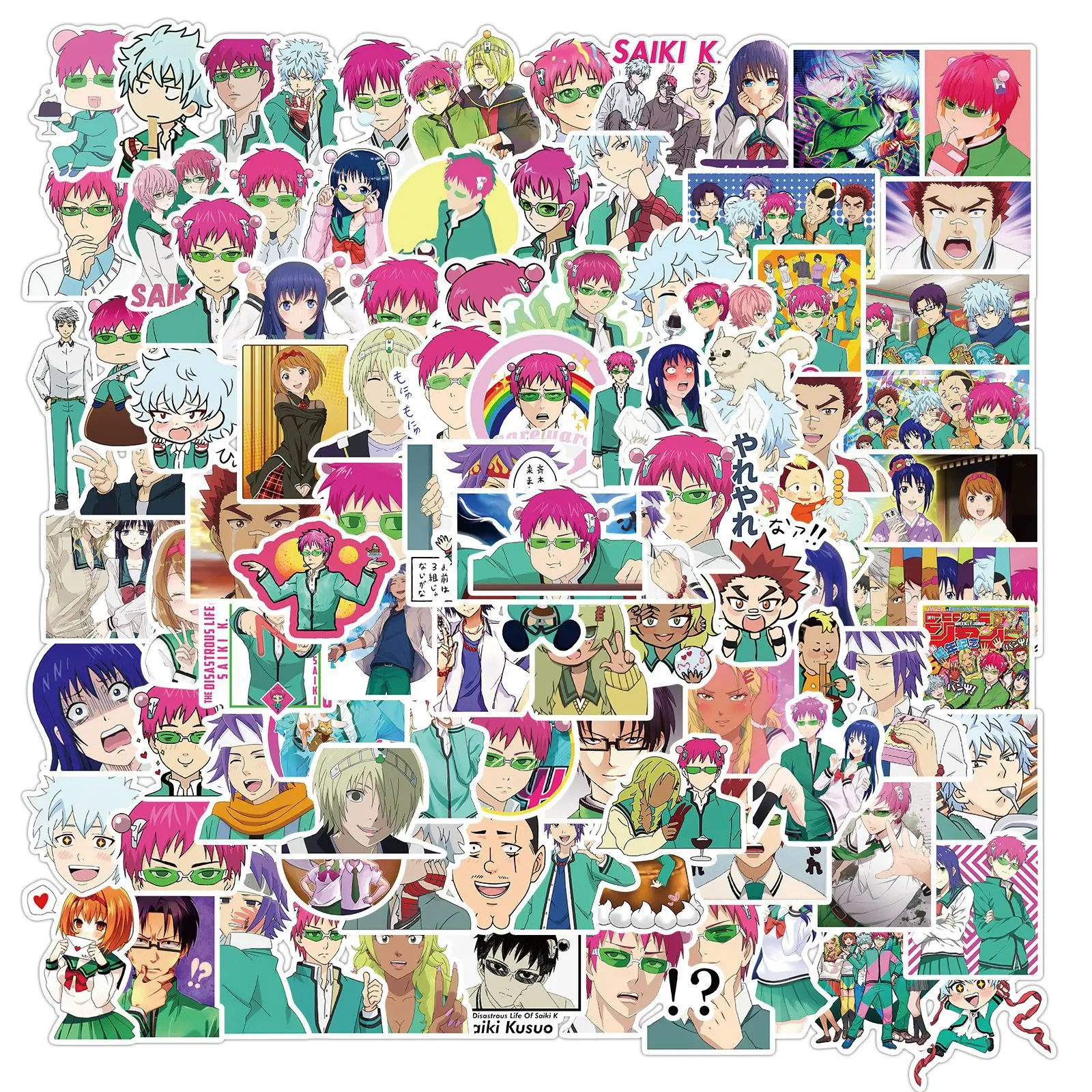 100Pcs Anime The Disastrous Life of Saiki K Stickers Decals Saiki Kusuo Sticker 