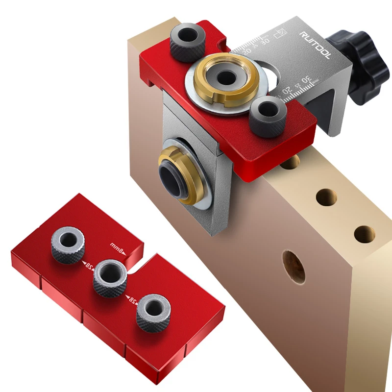 Plantilla para de madera 3 en 1 guía taladro ajustable de 8/15mm plantilla de de aleación de aluminio localizador de agujero Vertical para carpintería|Taladros| - AliExpress