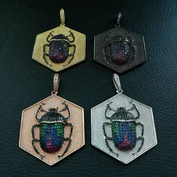 

35x40mm CZ Micro Pave Beetle Pendant Insect Charms Necklace Jewelry