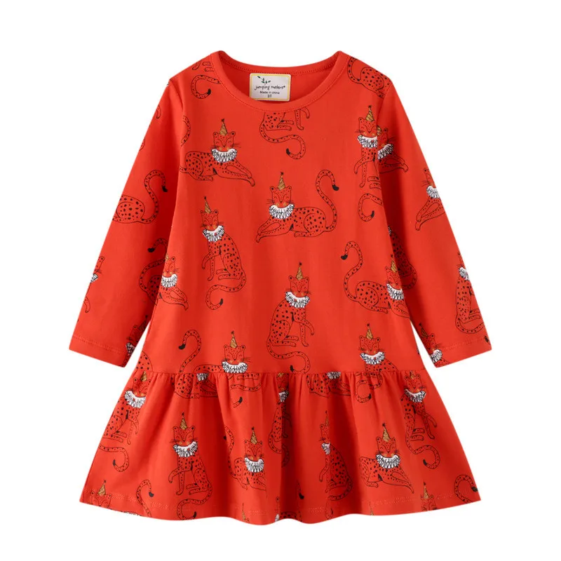 

Jumping Meters New Arrival Princess Tutu Cotton Dresses for Autumn Spring Baby Girls Clothing Animals Cartoon Print Party Dress