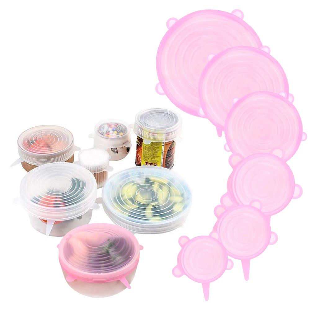 

6Pcs/9pcs Set Silicone Stretch Lids Pan Cooking Bowl Pot Lid Cover Reusable Silicone Food Wrap Keeping Fresh Seal Kitchen Tools