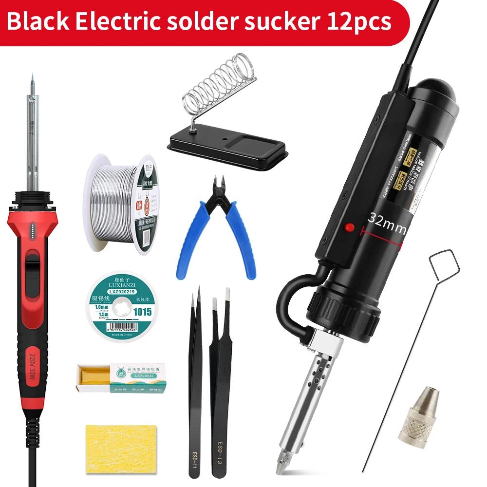 LUXIANZI Powerful Electric Desoldering Pump Suction Tin Vacuum Removal Tool Removal Hand Welding Tools Solder Iron Desolder Gun electric solder Welding Equipment