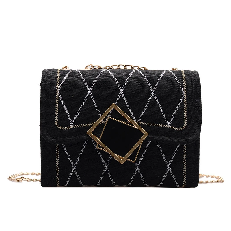

Female Winter Fashion Wild Shoulder Diagonal Package Wove Clamshell Lingge Small Square Bag