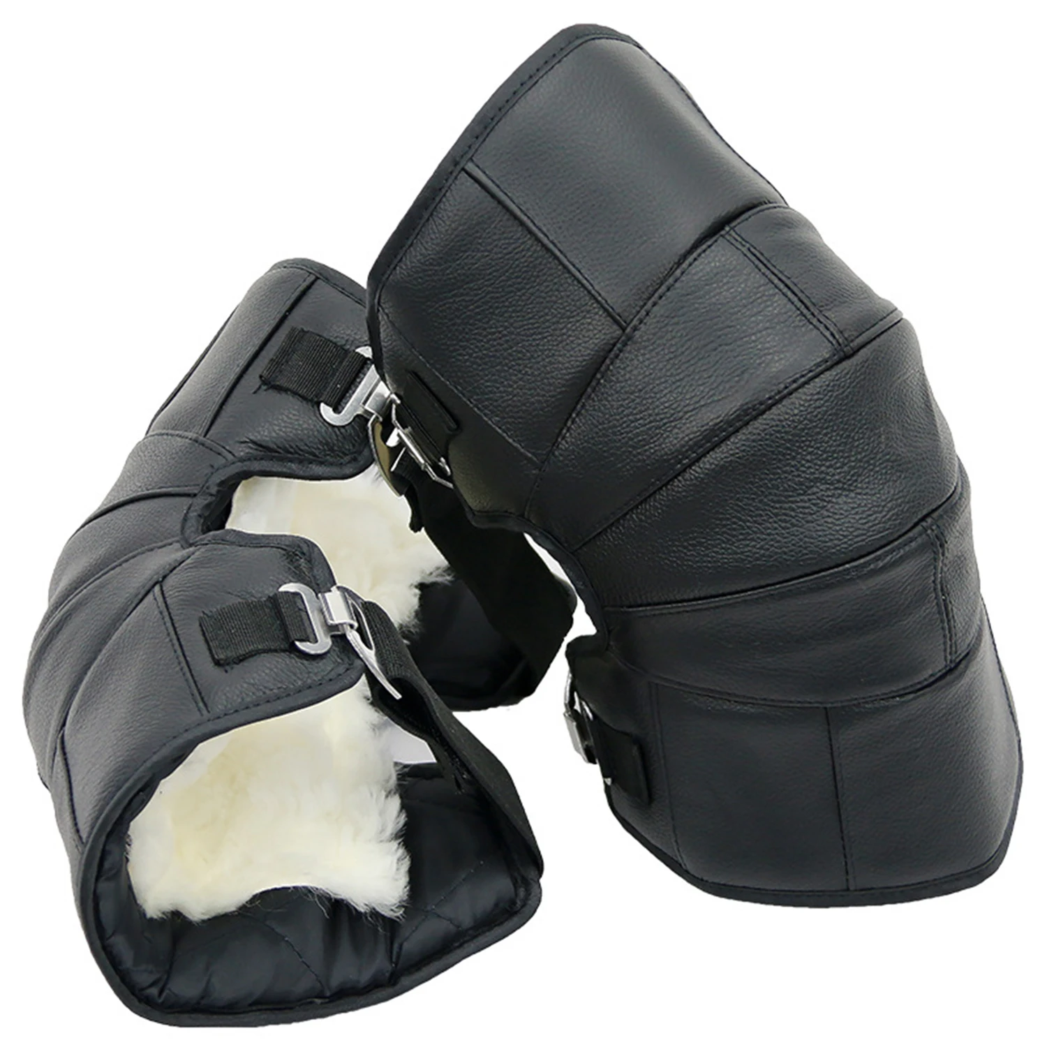 Universal Motorcycle Warm Knee Protector Thicken Leather Wool White Sponge Motorcycle Knee Protecter Windproof Knee Warmer Pads