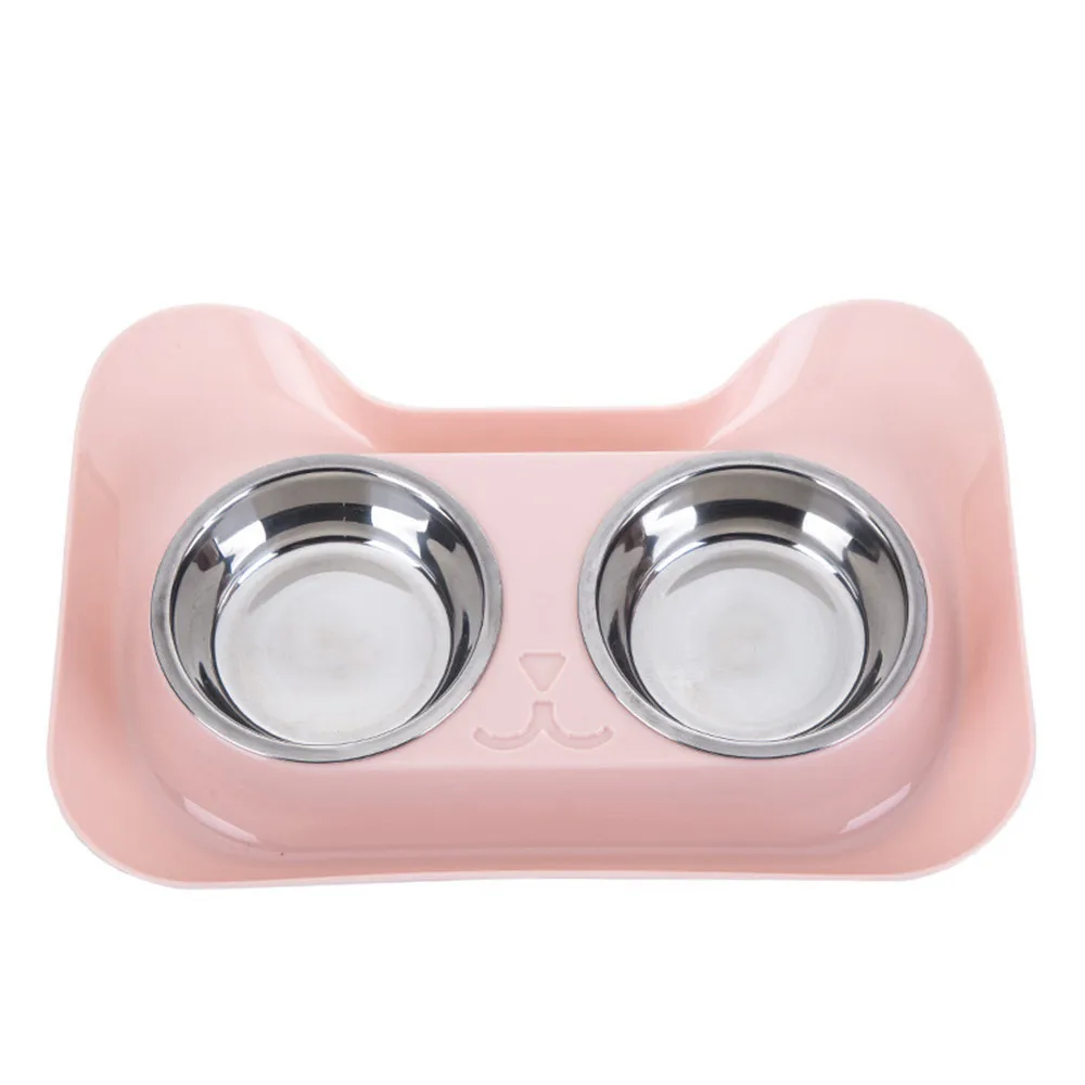 1PC New Non-spill & Non-skid Design Double Dog Cat Bowls Durable Stainless Steel For Pet Food And Water Elevated Feeder Cat Bowl (7)