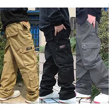 Модные хлопковые брюки карго с большим карманом, мужские повседневные Прямые Свободные мешковатые штаны-шаровары, хип-хоп джоггеры, мужская одежда