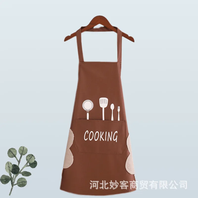 Aprons can be wiped. Nordic style Korean waterproof black-and-white apron for household kitchen. Waterproof Apron