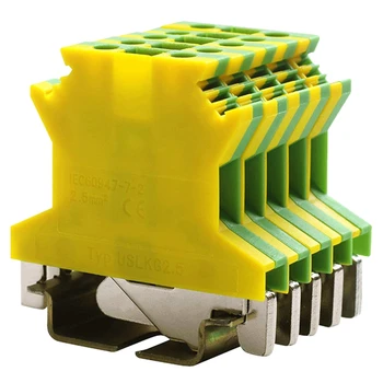 

HOT-Uslkg2.5N Din Rail Mounted Ground Circuit Connection Terminal Block, 600V 20A, 24-12 Awg, Screw Clamp (Pack Of 50)