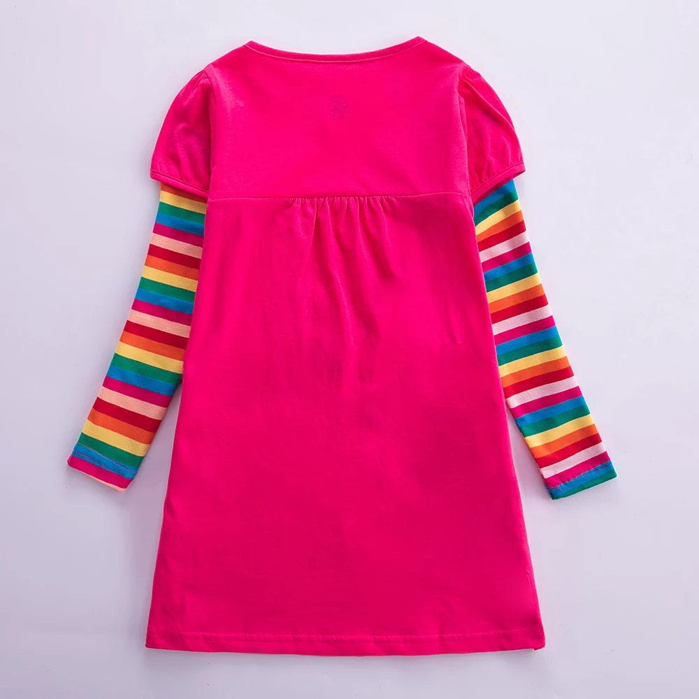 Loser season dresses JUXINSU Winter Toddler Girls Cotton Long Sleeve Dresses Unicorn Flowers Casual Clothes Rainbow Stripes for Kids 3-8 Years off shoulder dress