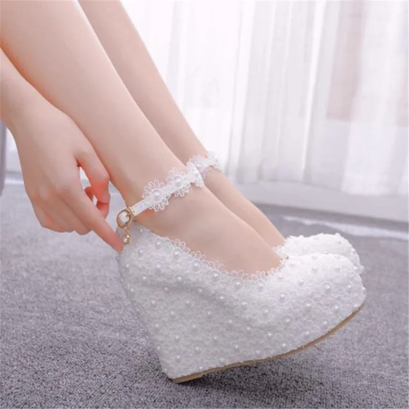 white wedges wedding