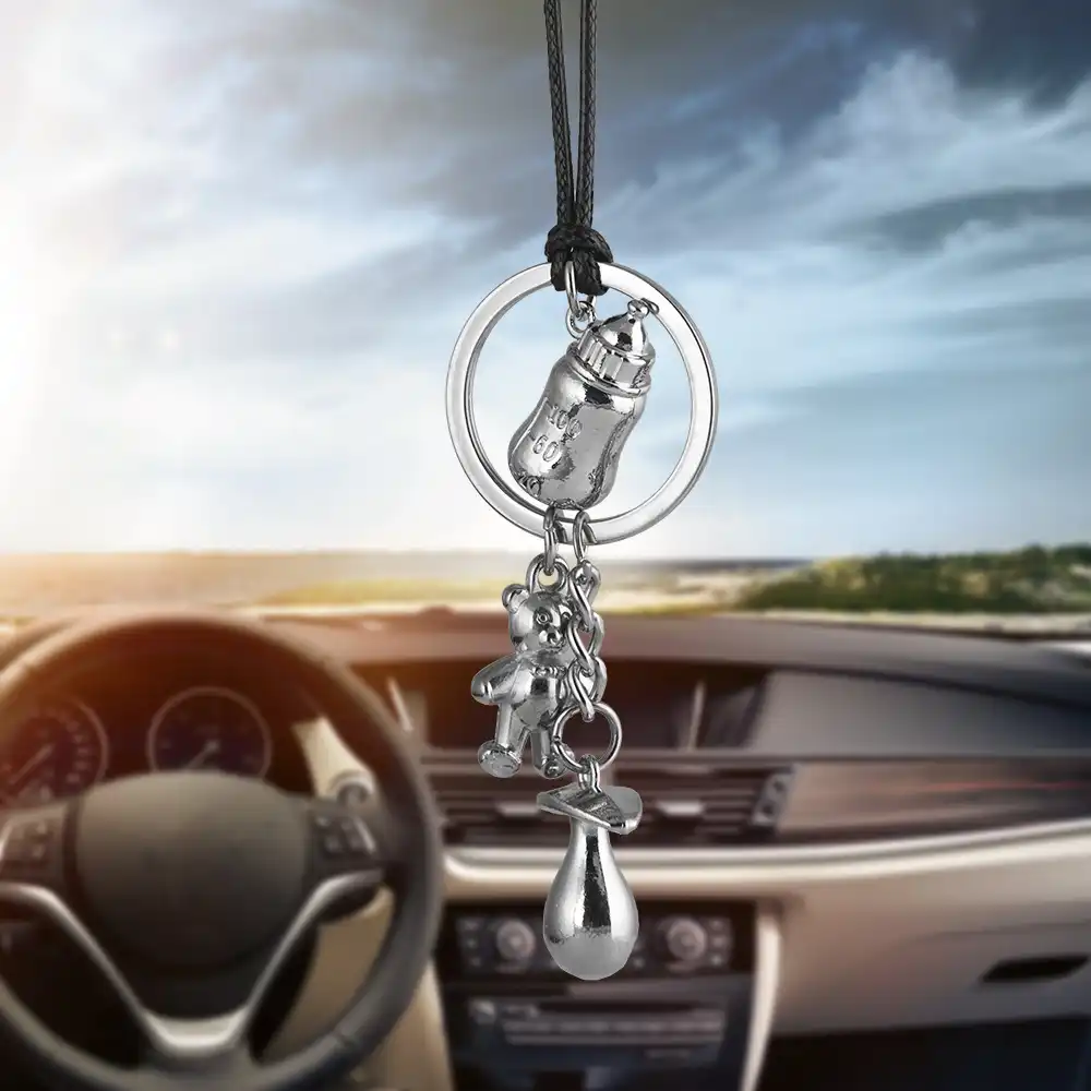 Car Ornament Pendant Diy Funny Baby Milk Jug Nipple Bear Auto