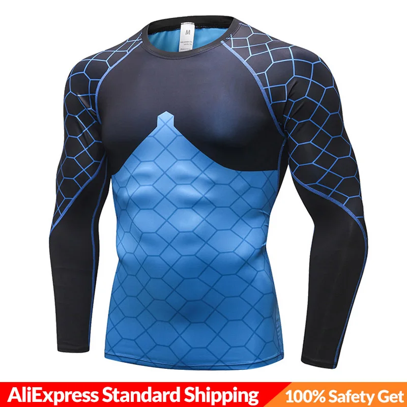 Blue Top Зимние мужские кальсоны, комплекты термобелья, быстросохнущее, анти-микробное, стрейч, мужское термобелье, мужское теплое, фитнес-подарок - Цвет: Blue Top