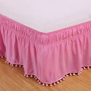 

Lychee Elastic Bed Skirt Solid Color Stretch Bedspread Fitted Sheet Cover Soft Non-Slip Twin Full Queen King Bed Skirt