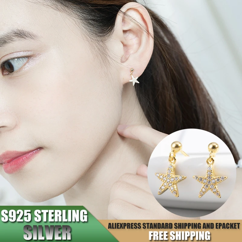 

Star Drop Earrings for Women with S925 Sterling Silver Earrings with Zircon Fine Jewelry Accessories Wholesale B175