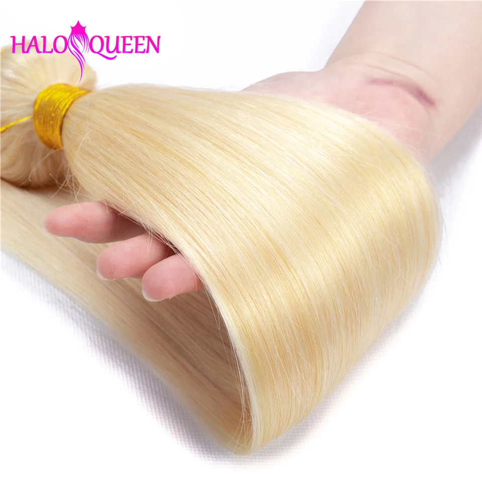 HALOQUEEN, вплетаемые волосы, пряди, 4 шт., индийские, 613 пряди, прямые волосы, блонд, волосы для наращивания, человеческие волосы remy, 10-30 дюймов