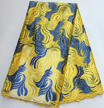 

african lace fabric 2019 high quality gold african french lace fabric with stone 5yards nigerian lace fabrics for dress PS-Q200