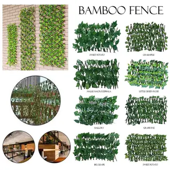 

Artificial Fence Garden Plant Fence Simulation Wooden Telescopic Fence Protected Privacy Screen Backyard Home Decor Greenery