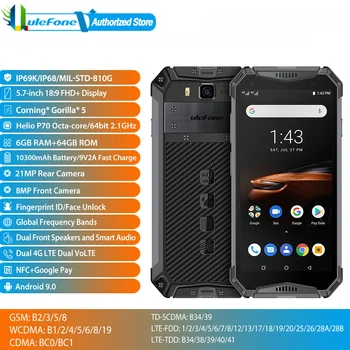 

21MP Real Camera Fingerprint ID Face Unlock Waterproof Global Band Ulefone Armor 3W Android 9.0 10300mAH 5.7inch NFC+Google Play