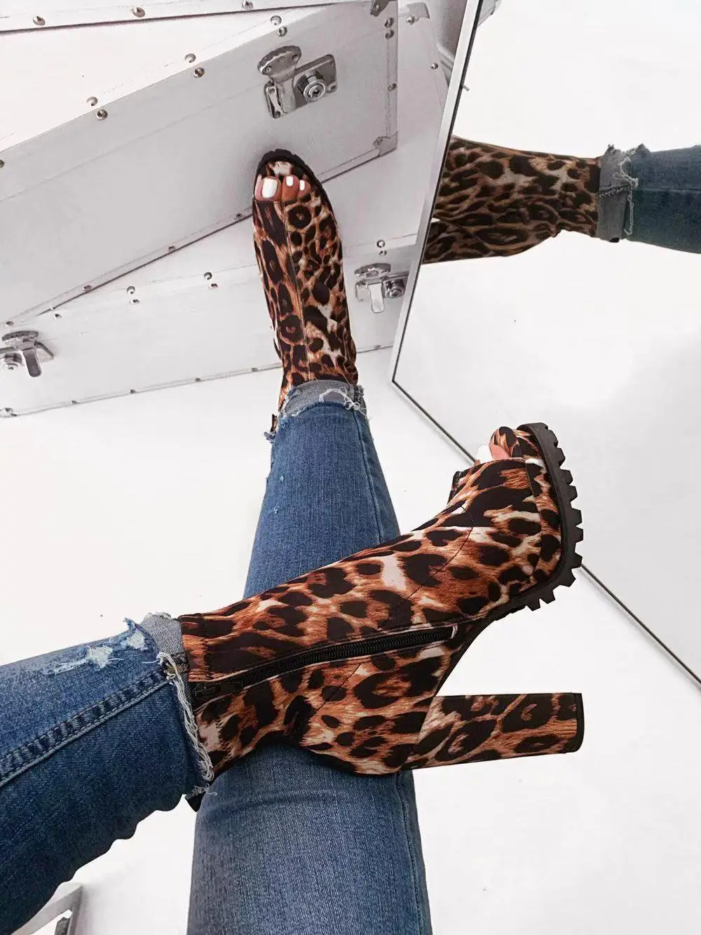leopard print womens boots