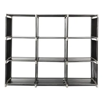 

Multifunctional Assembled 3 Tiers 9 Compartments Storage Shelf Black