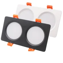 Двойная квадратная светодиодная решетка 7 Вт 14 Вт лампы для потолочных панелей 85-265 в 4000 к потолочный светильник утопленное внутреннее коммерческое освещение черный