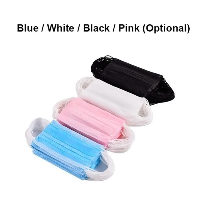 10-200pcs-Black-White-Blue-Pink-Face-Mask-Disposable-Non-wove-3Ply-Mouth-Mask-Protection-Dust (1)