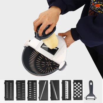 

9In1 Magic Multifunctional Rotate Vegetable Cutter With Drain Basket Kitchen Veggie Fruit Shredder Grater Slicer Drop Shipping