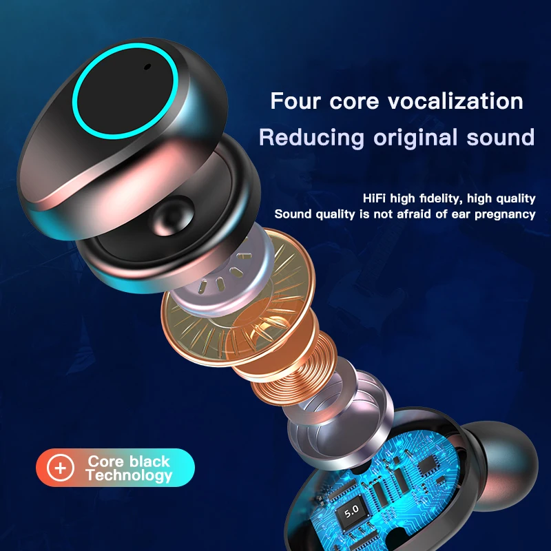 Wireless Bluetooth Earphons with Microphone Sport Waterproof Wireless Headphones Headsets Touch Control Music Earbuds For Phone